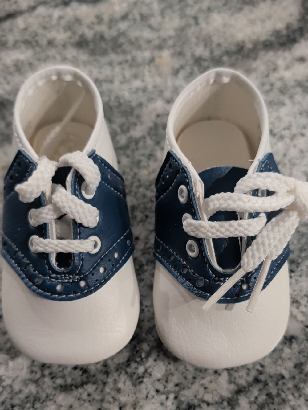 Baby Deer White and Navy Baby Walker Shoes